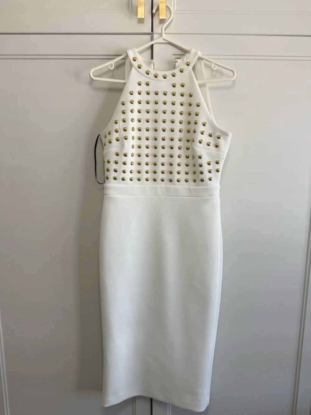 Marciano White Stud-Embellished Halter Midi Dress - Picture 3 of 8